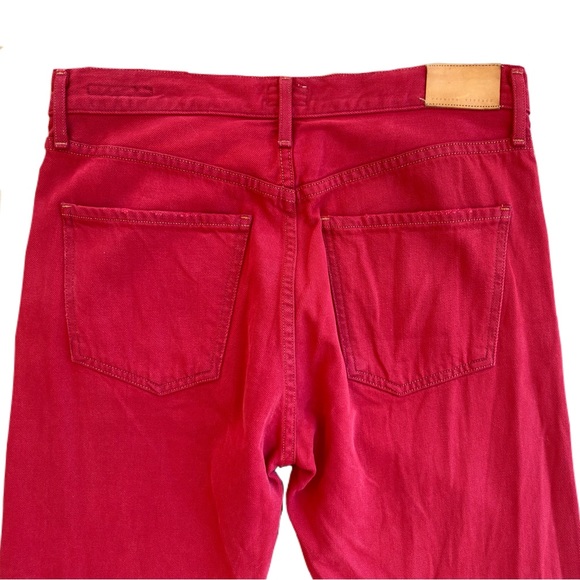 Citizens of Humanity Liya High Rise Classic Fit Crop Red Jeans w Distressed Knee - Picture 11 of 16
